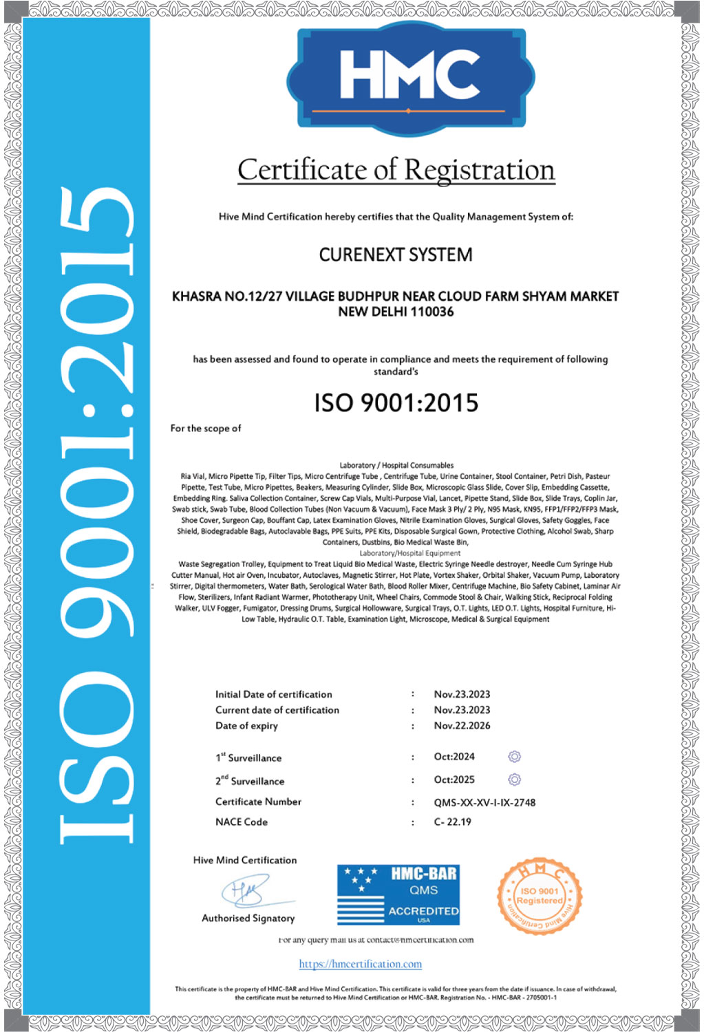 ISO 9001 certificate
